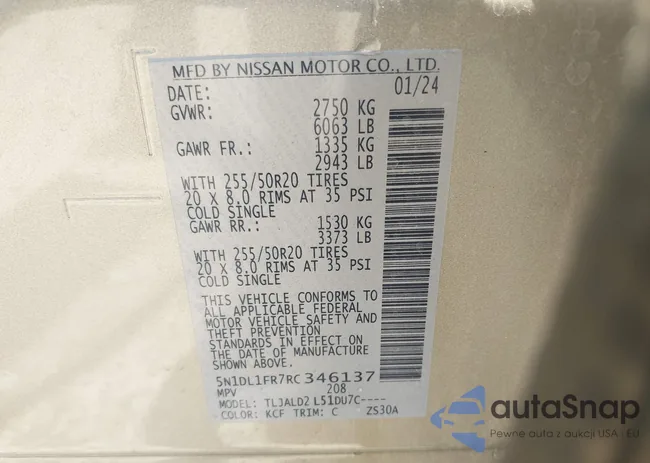 5N1DL1FR7RC346137: 42717001