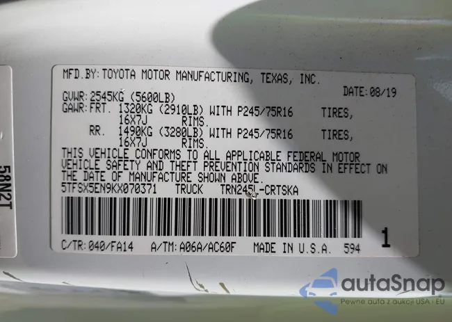 5TFSX5EN9KX070371: 42717112