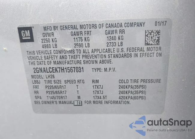 2GNALCEK7H1567031: 42718354