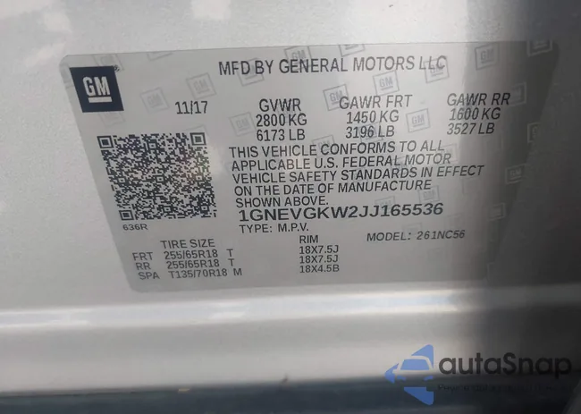 1GNEVGKW2JJ165536: 42718462