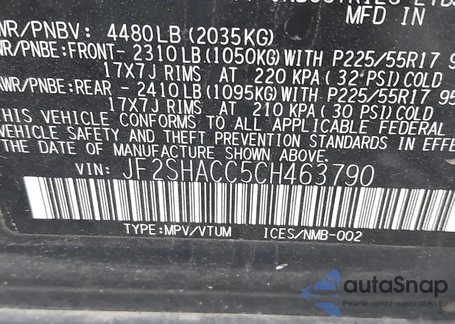 JF2SHACC5CH463790: 42718561