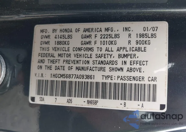 1HGCM56877A093861: 42718161