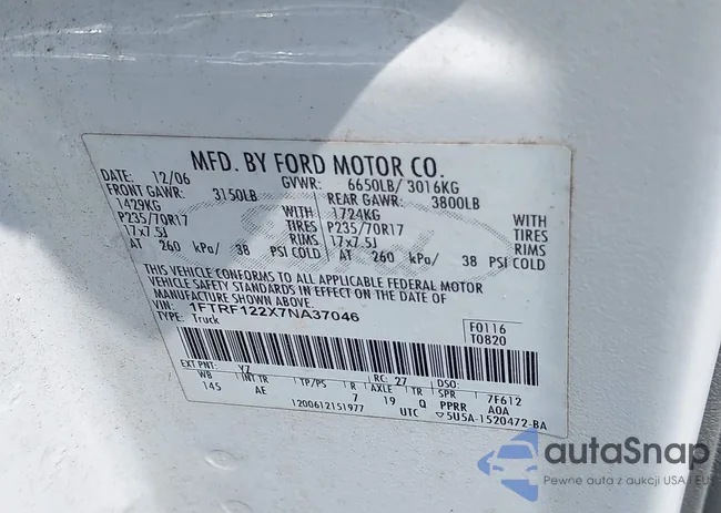 1FTRF122X7NA37046: 42718162