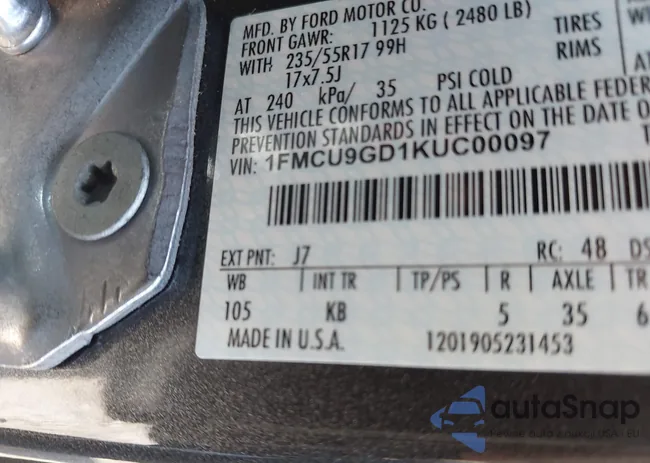 1FMCU9GD1KUC00097: 42719244