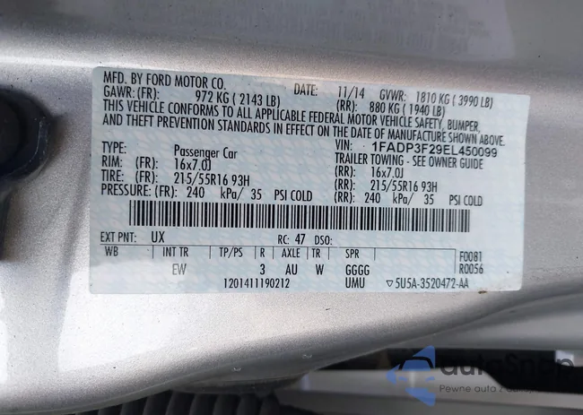 1FADP3F29EL450099: 42719299