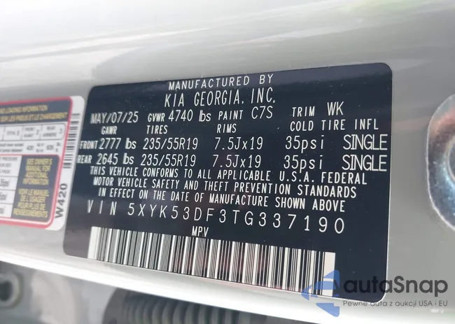 5XYK53DF3TG337190: 42719407