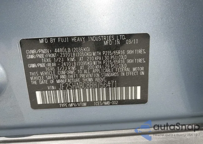 JF2SHABC8BH756471: 42719432