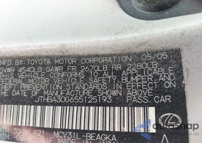 JTHBA30G655125193: 42719586