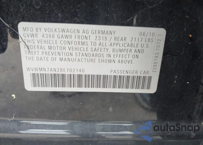 WVWMN7AN2BE702140: 42718801