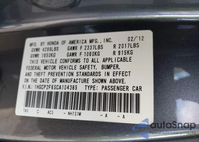 1HGCP2F65CA104385: 42718817