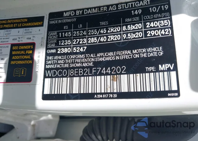 WDC0J8EB2LF744202: 42719073