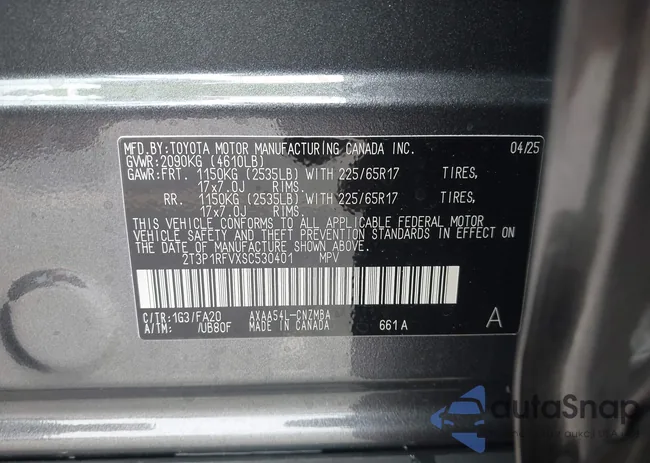 2T3P1RFVXSC530401: 42719101