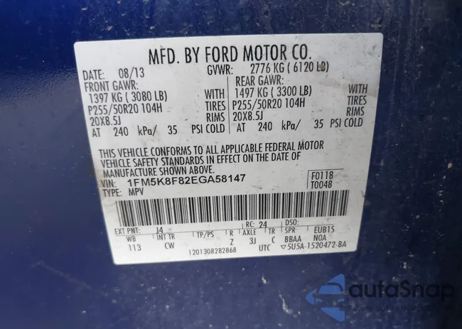 1FM5K8F82EGA58147: 42719134