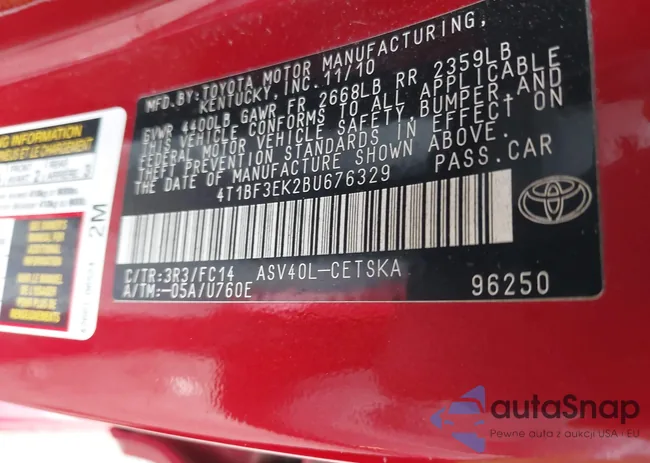 4T1BF3EK2BU676329: 42720243