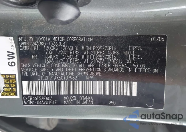 JTEDP21AX60107982: 42720247