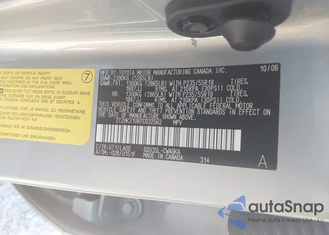 2T2HK31U87C032562: 42720249