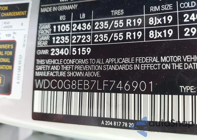 WDC0G8EB7LF746901: 42720433