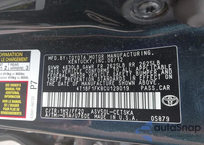 4T1BF1FK8CU129019: 42720685