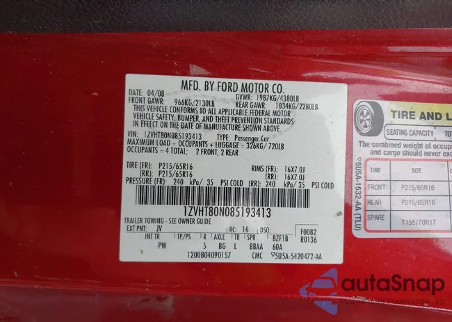 1ZVHT80N085193413: 42719826