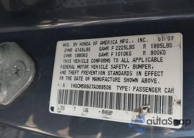 1HGCM56807A089506: 42721182