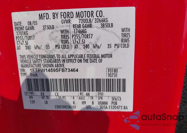 1FTPW14595FB73464: 42721223