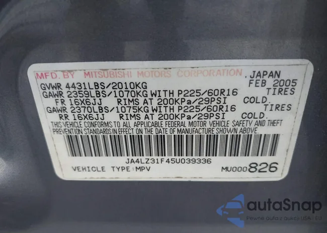 JA4LZ31F45U039336: 42721389