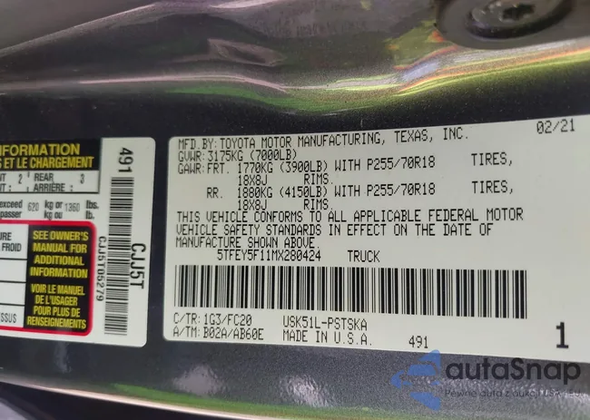 5TFEY5F11MX280424: 42721613