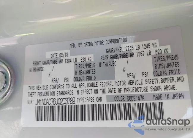 JM1NDAC76J0203789: 42720922