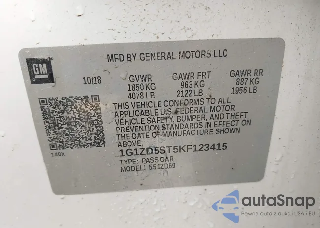 1G1ZD5ST5KF123415: 42722291