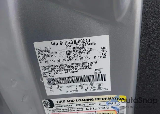 1FTFW1EF7BFC02197: 42722357