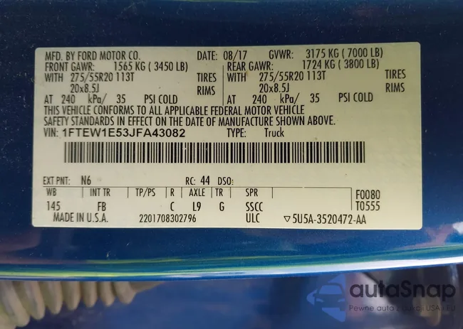 1FTEW1E53JFA43082: 42722375