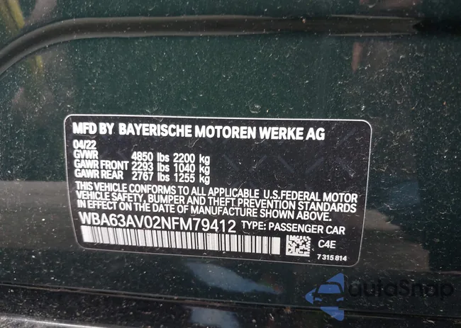 WBA63AV02NFM79412: 42722398