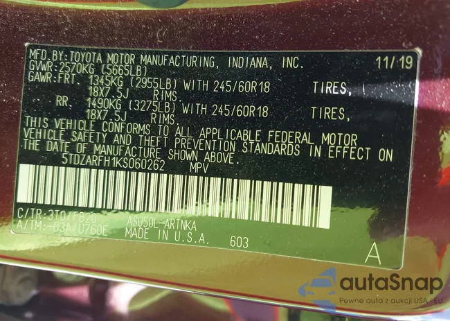 5TDZARFH1KS060262: 42722717