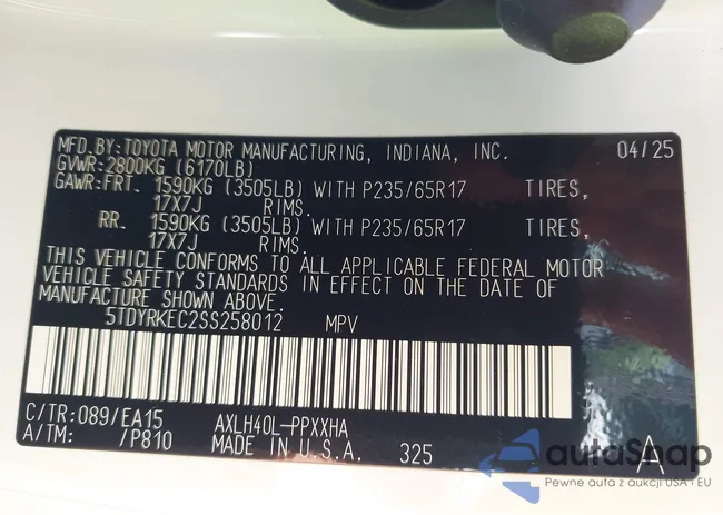 5TDYRKEC2SS258012: 42722718