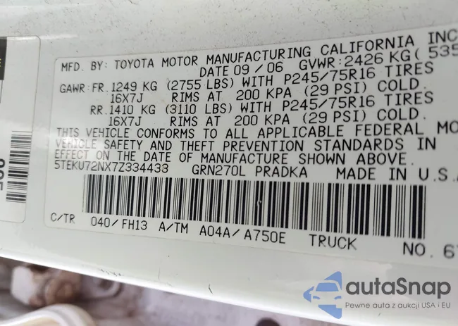 5TEKU72NX7Z334433: 42721892