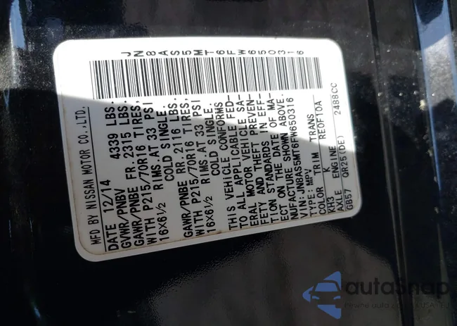 JN8AS5MT6FW650316: 42721906