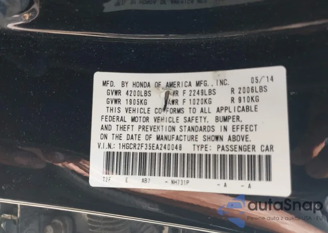 1HGCR2F35EA240048: 42721965