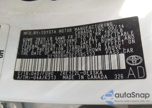 2T1BURHE0EC185133: 42722071