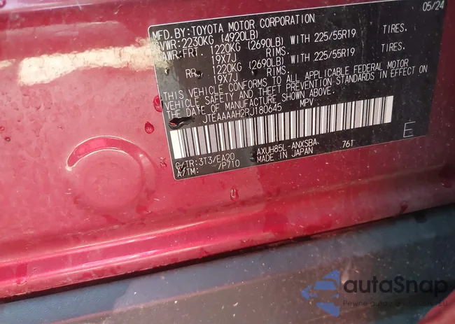 JTEAAAAH2RJ180645: 42722117