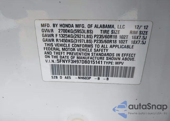 5FNYF3H97DB015141: 42723212