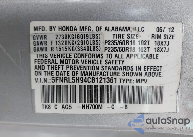 5FNRL5H94CB121361: 42723241