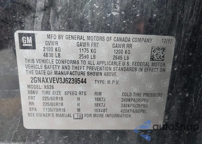 2GNAXVEV3J6239544: 42723434