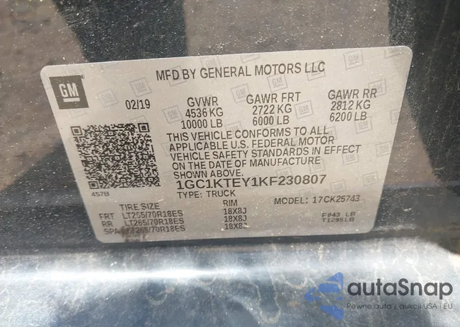 1GC1KTEY1KF230807: 42723457