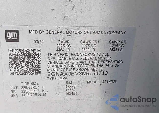 2GNAXJEV3N6134713: 42723458