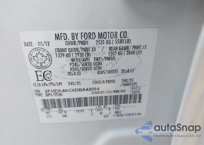 2FMDK4KC6DBA42084: 42723465