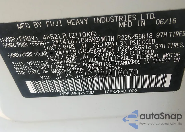 JF2SJGTC2HH416070: 42723500