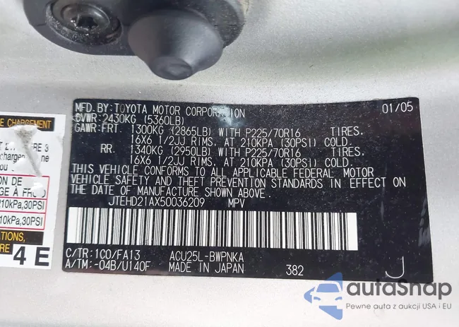 JTEHD21AX50036209: 42723523