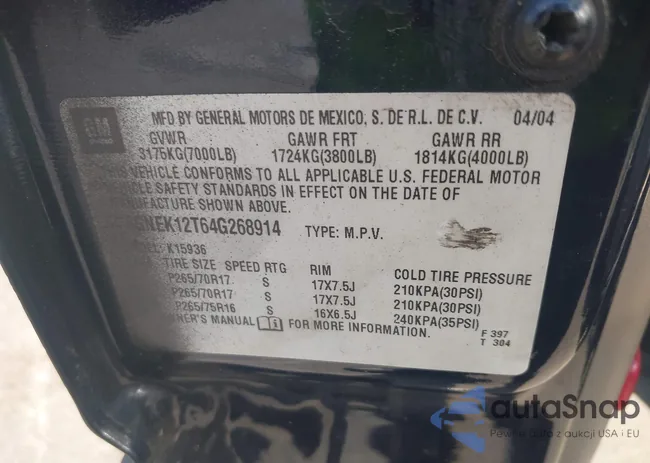 3GNEK12T64G268914: 42723555