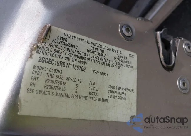 2GCEC19R6W1186709: 42723700