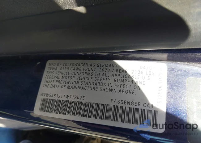 WVWSK61J11W712075: 42722776